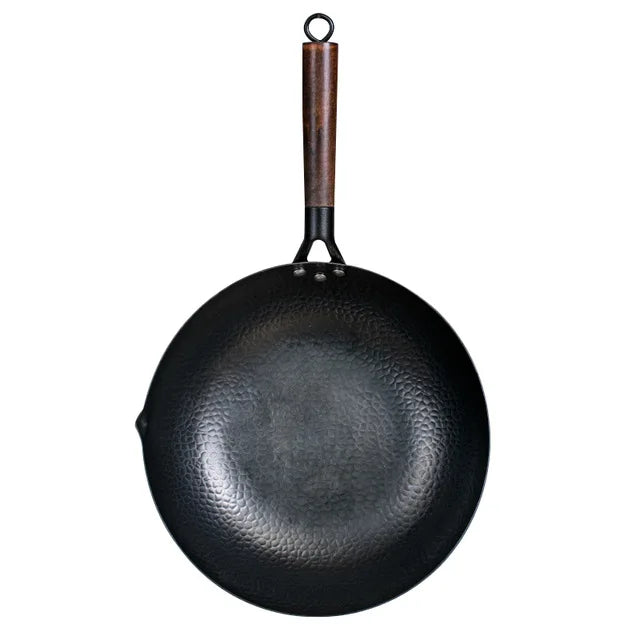 Konco Pure Iron wok cast iron pan Non-coated Pot General use for Gas and Induction Cooker 32cm Chinese Wok Cookware Pan - Eagle 