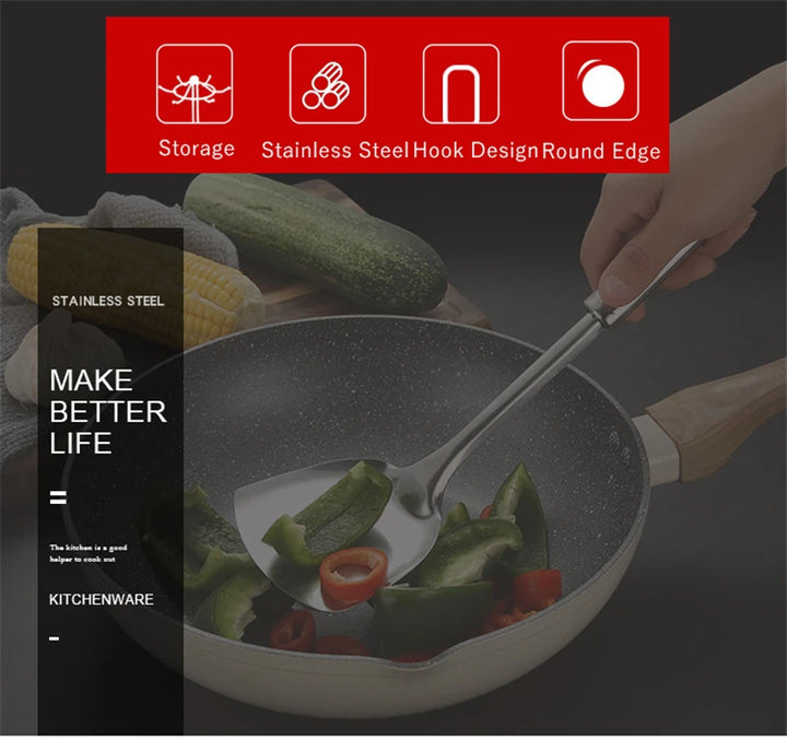 Kitchen Stainless Steel Korean Style Kitchenware Pots Set Cooking Tableware Food Rice Soup Spoon Colander Spatula Accessories - Eagle 