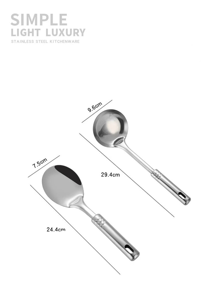 Kitchen Stainless Steel Korean Style Kitchenware Pots Set Cooking Tableware Food Rice Soup Spoon Colander Spatula Accessories - Eagle 