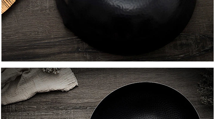 Konco Pure Iron wok cast iron pan Non-coated Pot General use for Gas and Induction Cooker 32cm Chinese Wok Cookware Pan - Eagle 