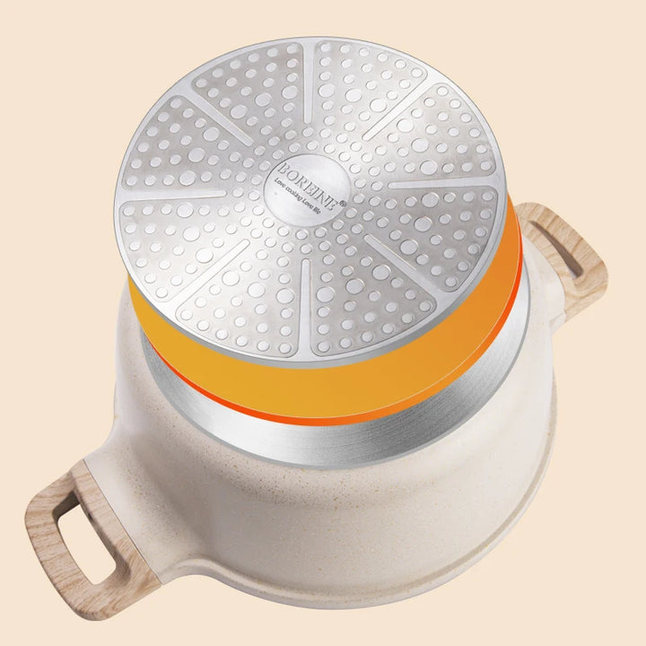 Boreine 24cm 28cm Induction Cooker Compatible Aluminium Cookpot with Lid Ready to Ship Service Cooking Set for Soup - Eagle 