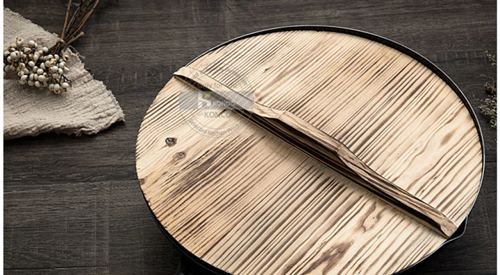 Konco Pure Iron wok cast iron pan Non-coated Pot General use for Gas and Induction Cooker 32cm Chinese Wok Cookware Pan - Eagle 