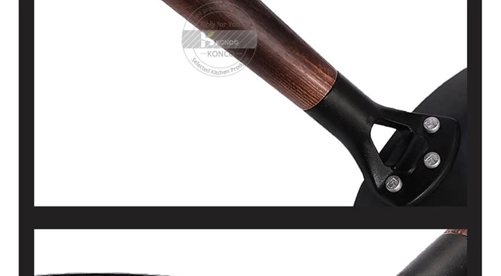 Konco Pure Iron wok cast iron pan Non-coated Pot General use for Gas and Induction Cooker 32cm Chinese Wok Cookware Pan - Eagle 