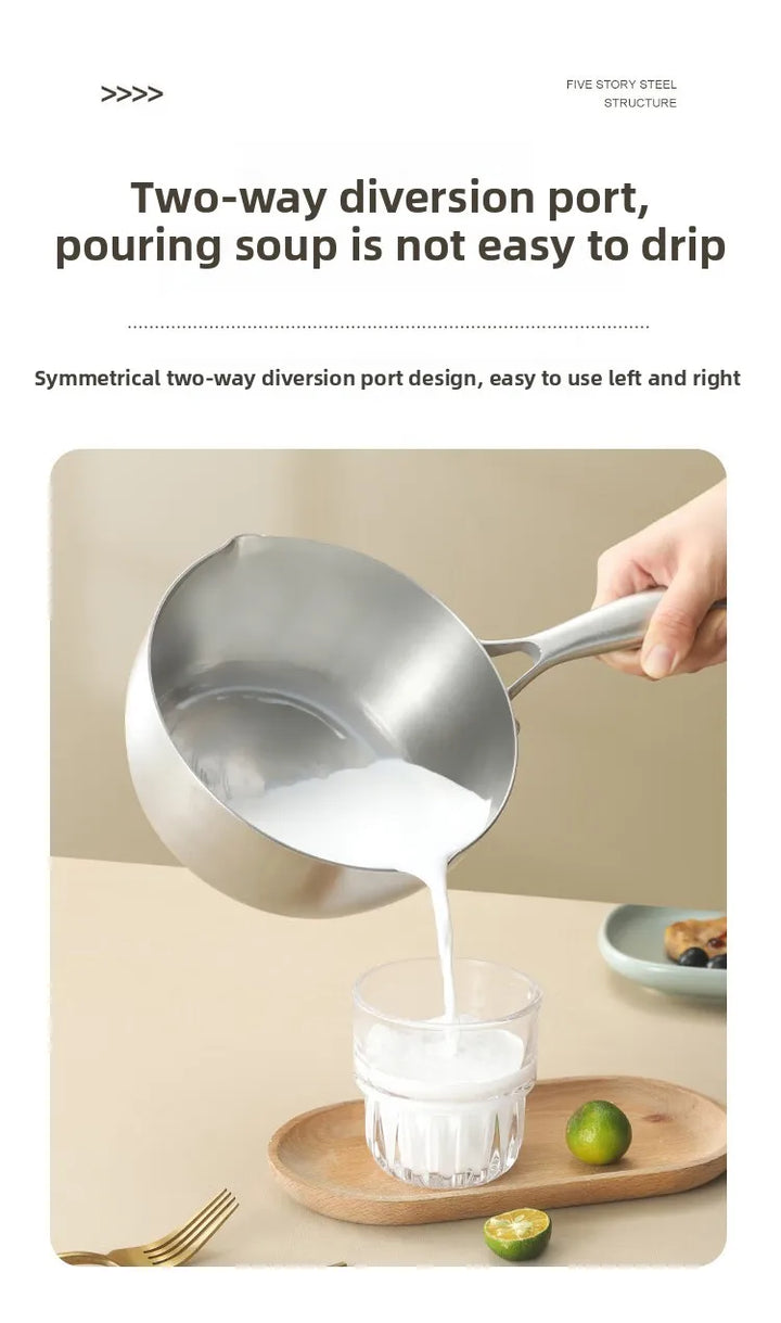 316 stainless steel flat-bottomed pan for household use, with thickened non-stick coating. Suitable for heating milk and cooking - Eagle 