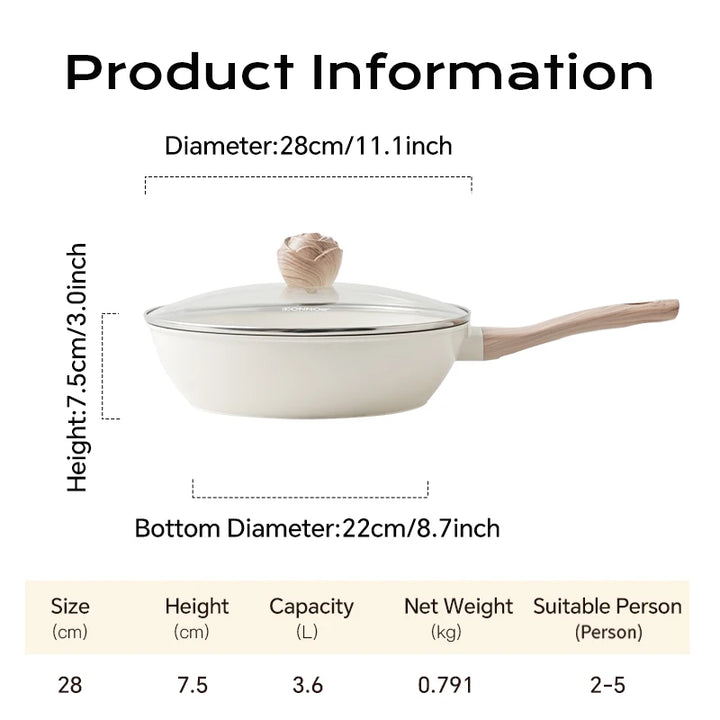 DONNOR Nonstick Ceramic Frying Pan Skillet 3.6L Frying Pan Skillet  with Lid Ceramic Skillets PFAS-Free Heat Resistant Handle - Eagle 