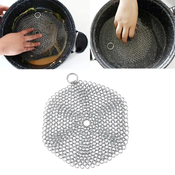 Stainless Steel Chainmail Scrubber for Cookware - Eagle 