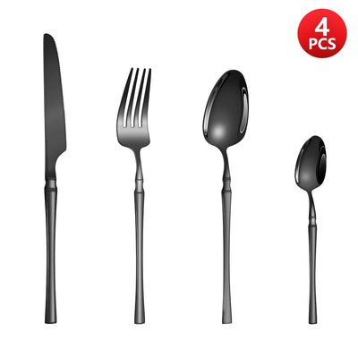 4/6/16/24pcs Black stainless steel tableware set Home kitchen tableware Hotel Western steak knife fork spoon tableware