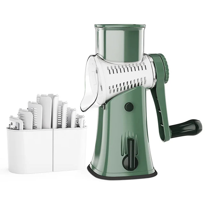 LMETJMA 5 in 1 Rotary Cheese Grater Shredder Kitchen Mandoline Vegetable Julienne Slicer Waffle Cutter Nut Chopper JT247 - Eagle 