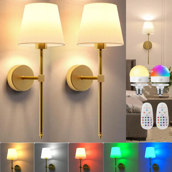 Wireless battery powered wall lamp rechargeable wall lamp dimmable detachable bulb remote control 10 color wireless wall lamp - Eagle