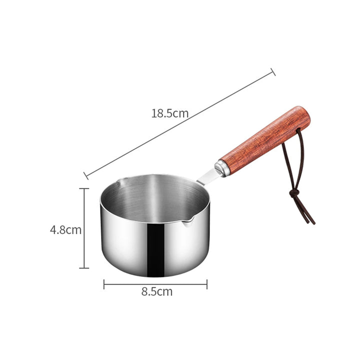 304 Stainless Steel Mini Soup Pot with Wooden Handle Condiment Sauce Pan Small Saucepan for Making Sauces Heating Milk Kitchen - Eagle 