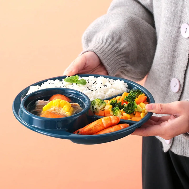 Japanese-Style Round Divided Plate – 4-Grid Plastic Serving Tray - Eagle 