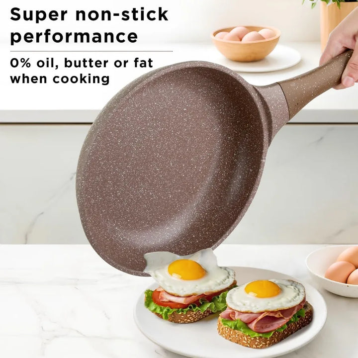 Pots and Pans set for cooking nonstick 10Pcs Durable Aluminum cookware set PFOAfree Kitchen pans set with glass lid Induction s - Eagle 