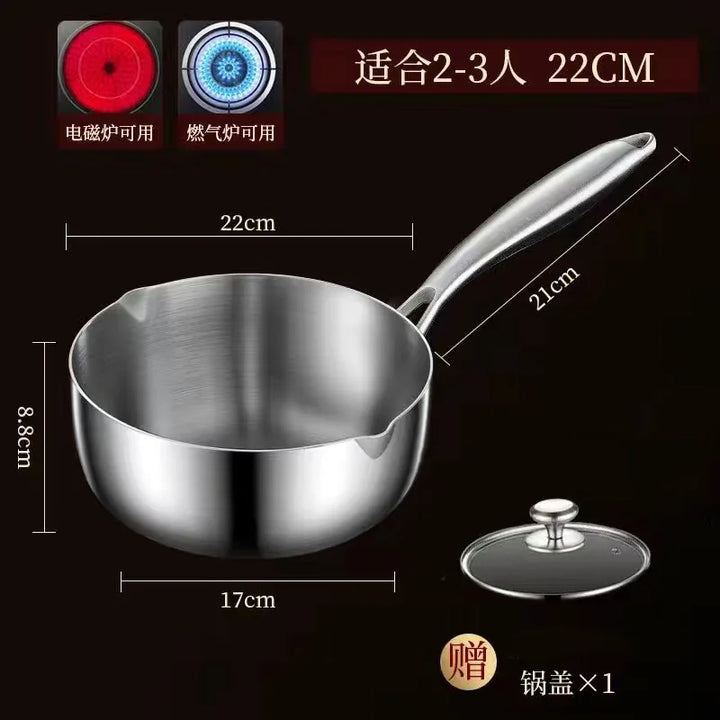 316 stainless steel flat-bottomed pan for household use, with thickened non-stick coating. Suitable for heating milk and cooking - Eagle 