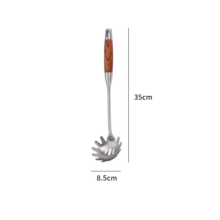 Rosewood Handle Stainless Steel Cookware Set Kitchen Durable Wok Spatula Colander Shovel Cooking Utensil Kitchenware Accessories - Eagle 