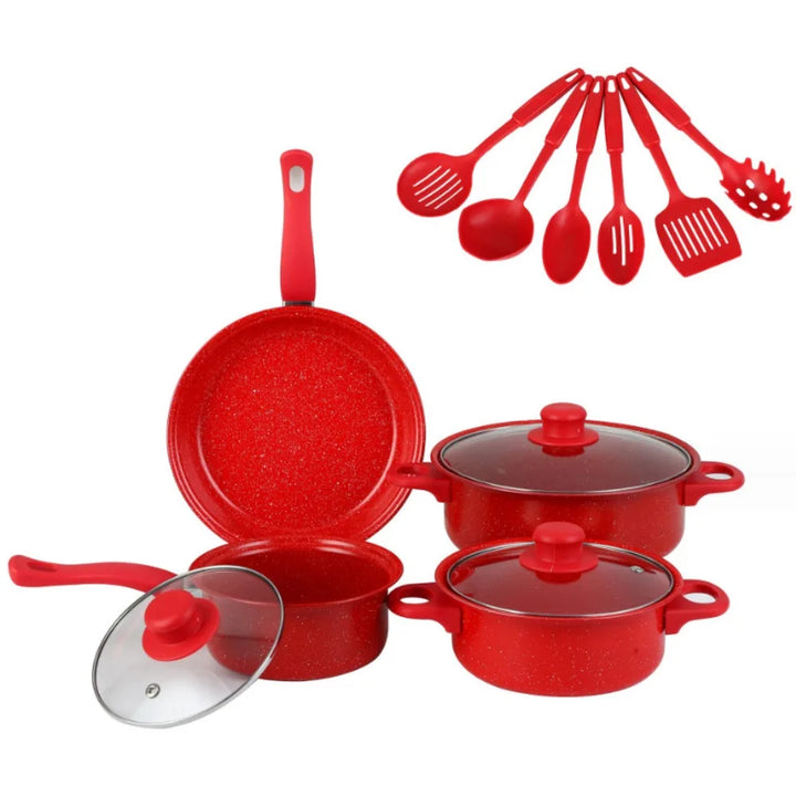 13pcs Durable Non Stick Cookware Set Multifunctional Kitchen Utensil Soup Milk Pot Maifanstone Frying Pan Household - Eagle 
