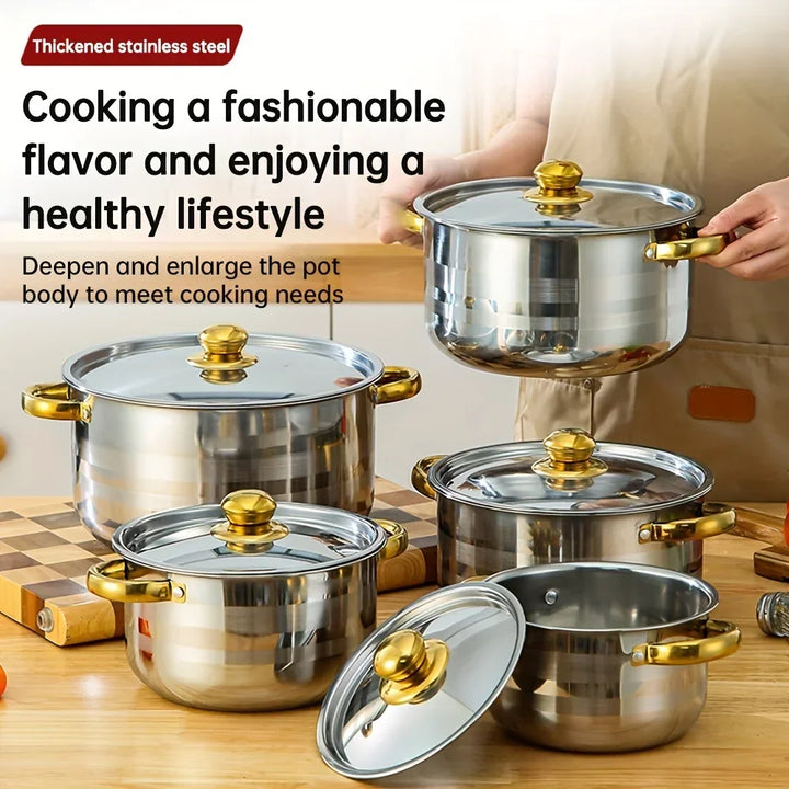 5pcs cookware set   of stainless steel pots,,  stainless steel cooking pot,  suitable for induction cookers and gas stoves， - Eagle 