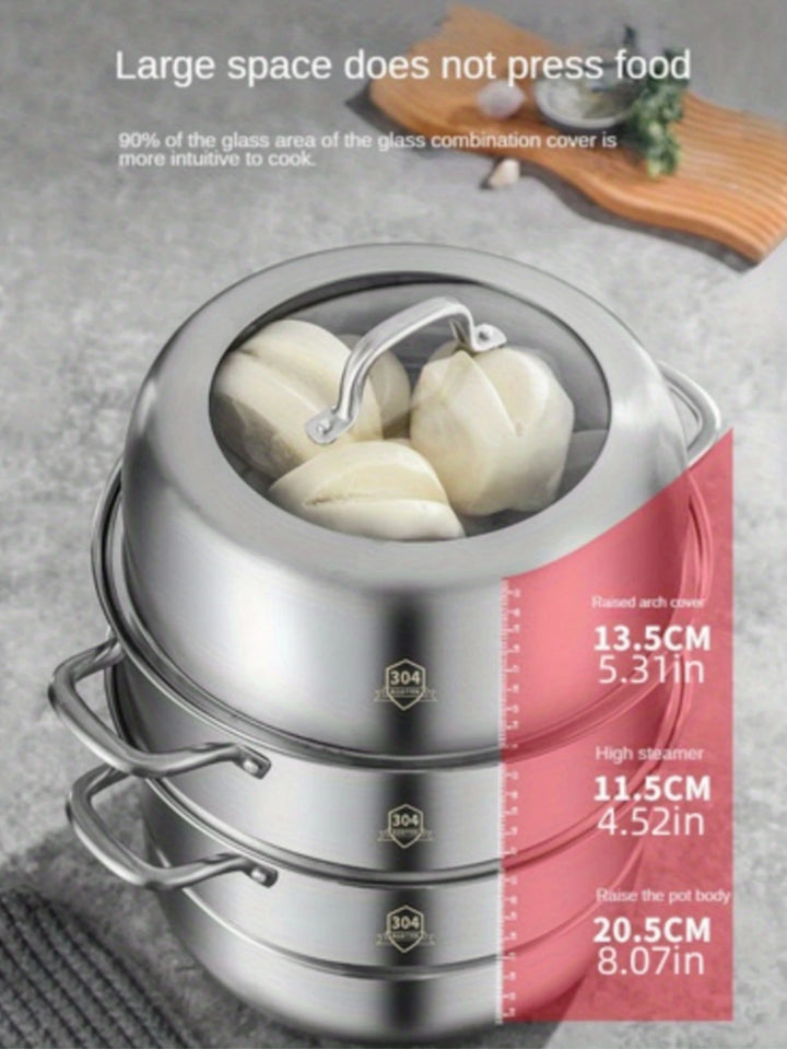 New Product 304 Stainless Steel Steamer Pot Soup Set Stainless Steel Cooker Cooking Soup Pot Steamer Pot - Eagle 