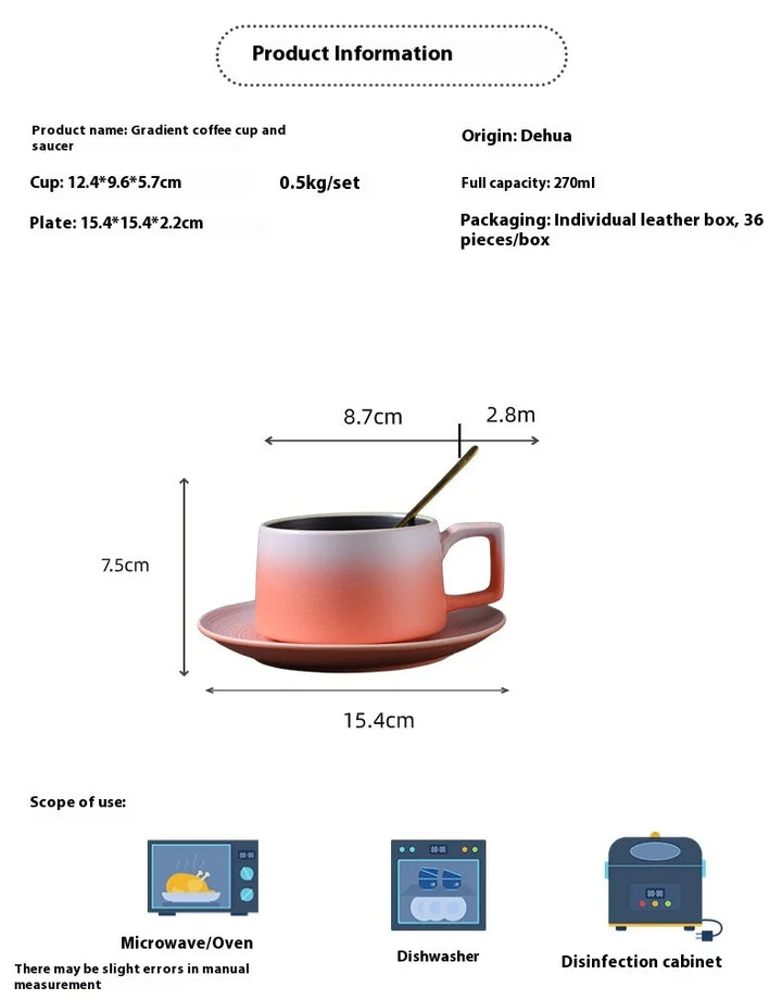 Practical Coffee Cup and Saucer Set Designed Handle to Insert Spoon Household Good Looking Light Luxury Ceramic Cup Souvenir Set - Eagle 