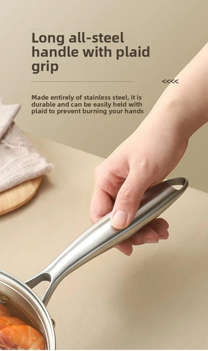 316 stainless steel flat-bottomed pan for household use, with thickened non-stick coating. Suitable for heating milk and cooking - Eagle 
