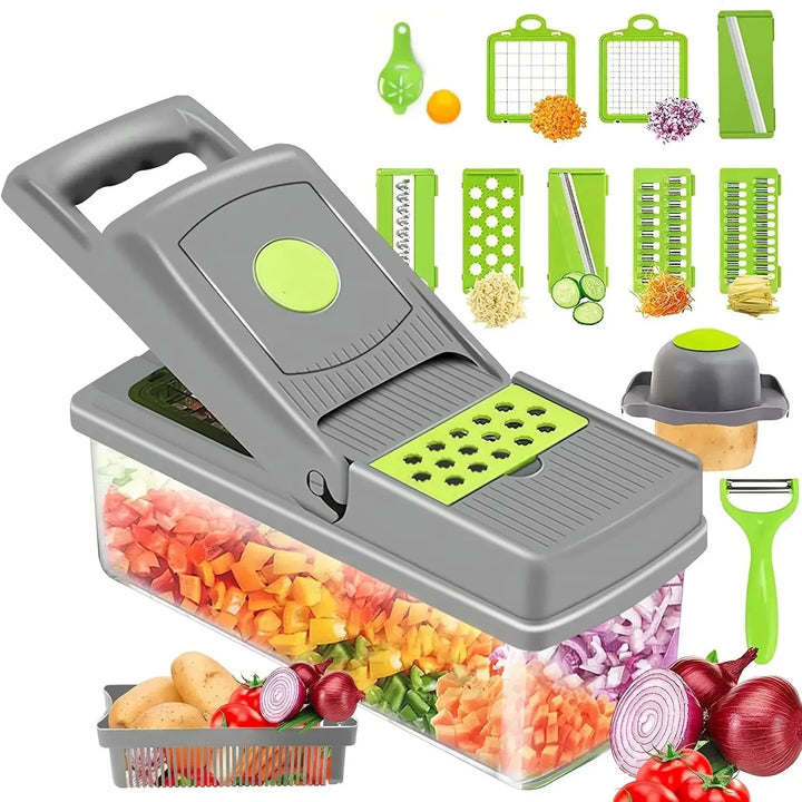 15IN1 Multifunctional Vegetable Cutter Potato Slicer Carrot Grater Kitchen Accessories Gadgets Steel Blade Kitchen Tool - Eagle 