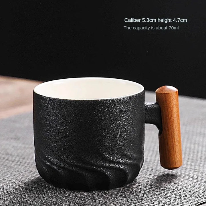 Creative Handmade Exquisite Coffee Cup Vintage Coffee Cup With Wooden Handle Mug Cups Mugs Drinkware Kitchen Dining Bar Home - Eagle 