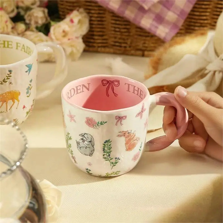 Mori cloth texture ceramic cup creative Fried Dough Twists handle cartoon coffee cup - Eagle 