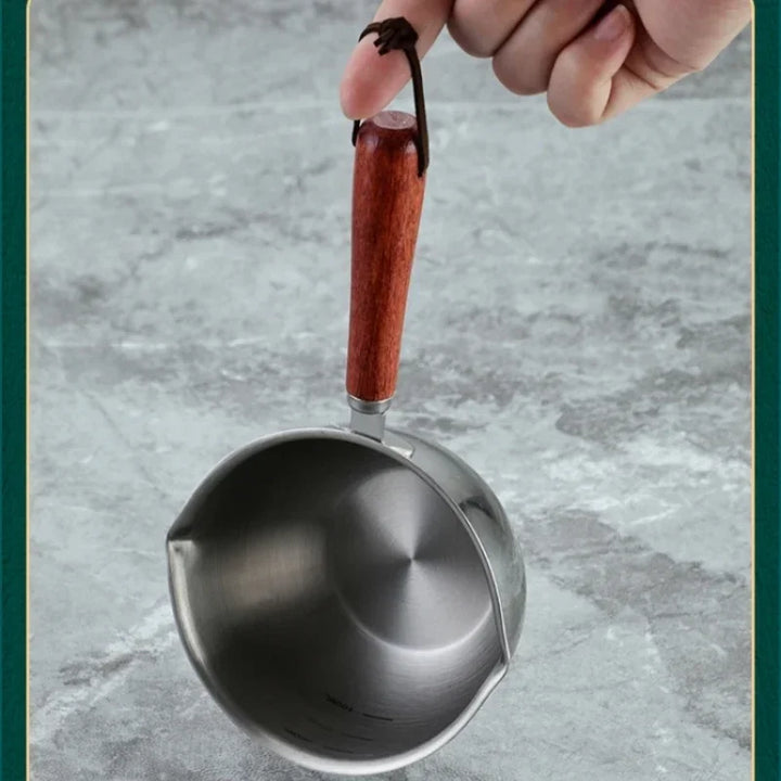 1Pcs Stainless Steel Oil Pot Wooden/Steel Handle Mini Soup Milk Pots Thicken Small Saucepan Cooking Tools Kitchen Accessories - Eagle 