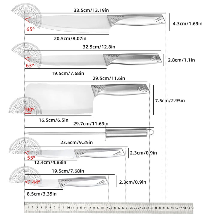 8pcs Kitchen Knives Set 3CR13 Stainless Steel Chef's Knife Meat Cleaver with Block for Kitchen Fruit and Vegetable Cutting Knife - Eagle 