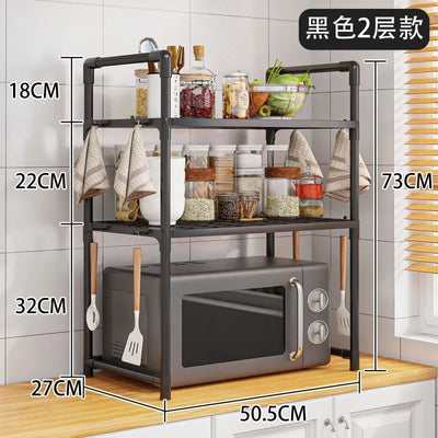 Kitchen with armrest, hook, seasoning sorting rack, microwave oven rack, widened and thickened oven, bread machine storage rack
