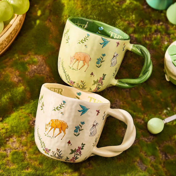 Mori cloth texture ceramic cup creative Fried Dough Twists handle cartoon coffee cup - Eagle 