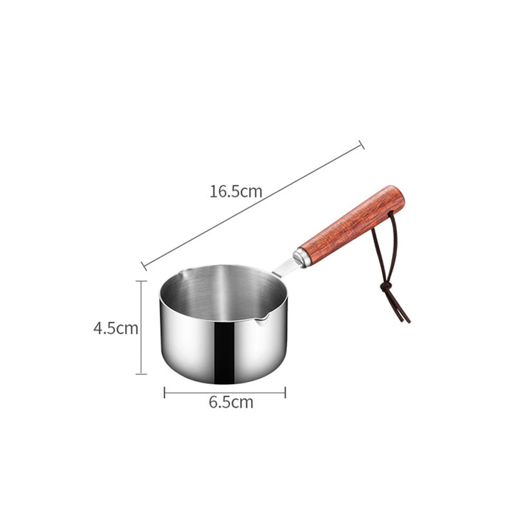 304 Stainless Steel Mini Soup Pot with Wooden Handle Condiment Sauce Pan Small Saucepan for Making Sauces Heating Milk Kitchen - Eagle 