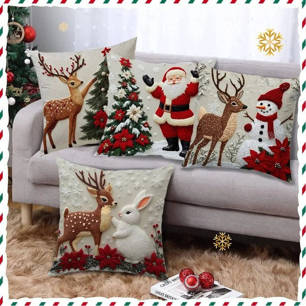 Home Decoration Rich Styles Christmas Throw Pillowcase Sofa Linen Pillowcase Soft Comfortable Cute Holiday Pillowcase 4PCS - Eagle