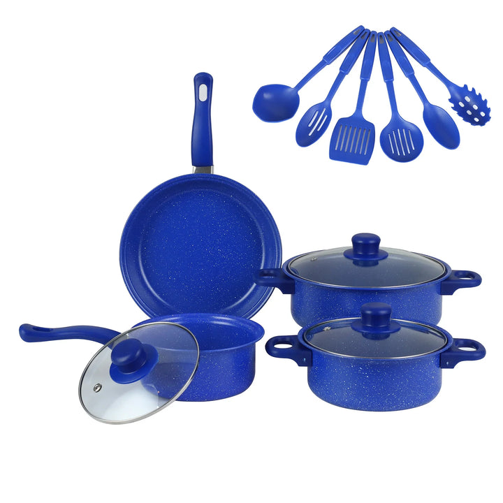 13pcs Nonstick Cookware Set with Frying Pan+Saucepan+Casserole - Induction & Gas Safe Colorful Kitchen Pots for Home Cooking - Eagle 