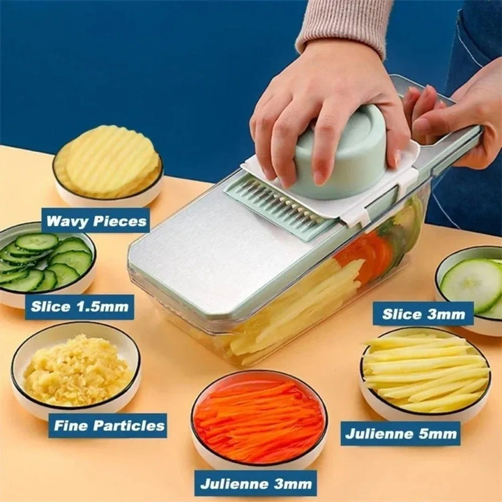 Duarble Adjustable 6 in 1 Veggie Slicer Multifunctional Manual Operation Vegetable Cutter Stainless Steel Julienne Shredder - Eagle 