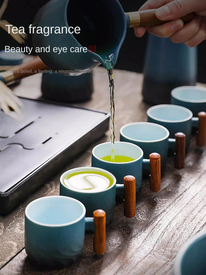 Creative Handmade Exquisite Coffee Cup Vintage Coffee Cup With Wooden Handle Mug Cups Mugs Drinkware Kitchen Dining Bar Home - Eagle 