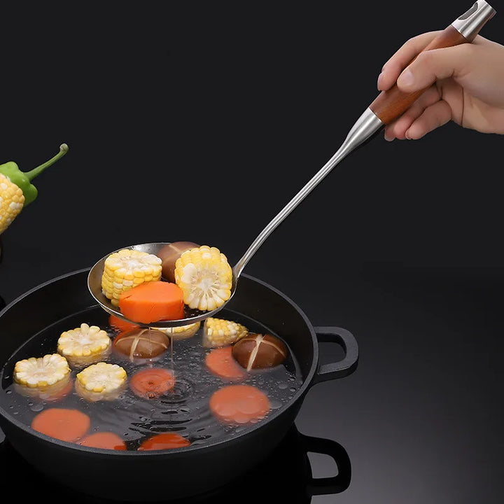 Rosewood Handle Stainless Steel Cookware Set Kitchen Durable Wok Spatula Colander Shovel Cooking Utensil Kitchenware Accessories - Eagle 