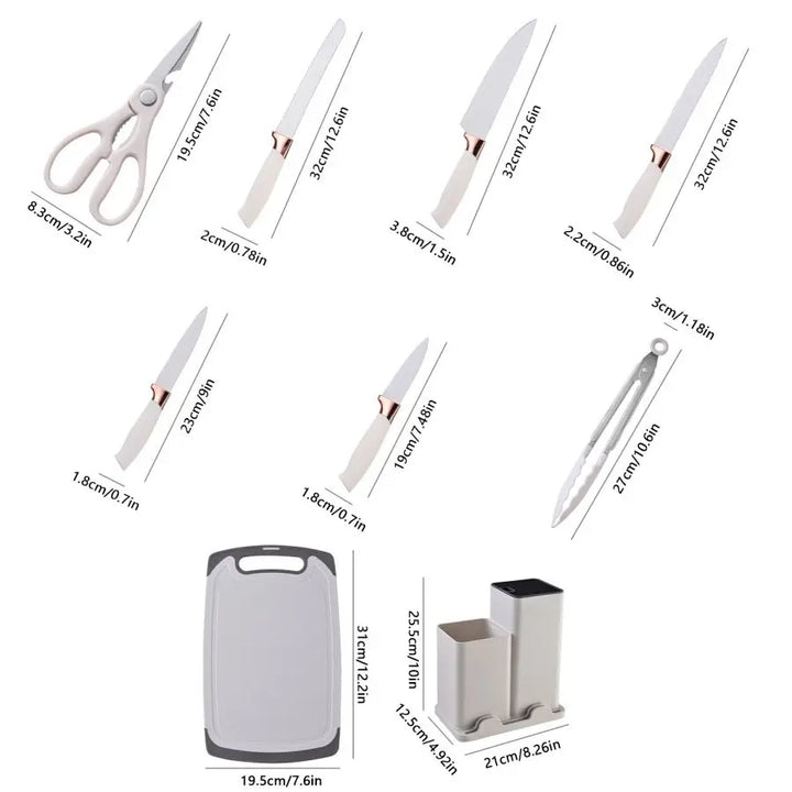 19pcs Food Grade Silicone Brodark Kitchenware Set, Cooking Spoon, Shovel, Cutting Board, Fruit Knife, Chef Knife, Combination Se - Eagle 