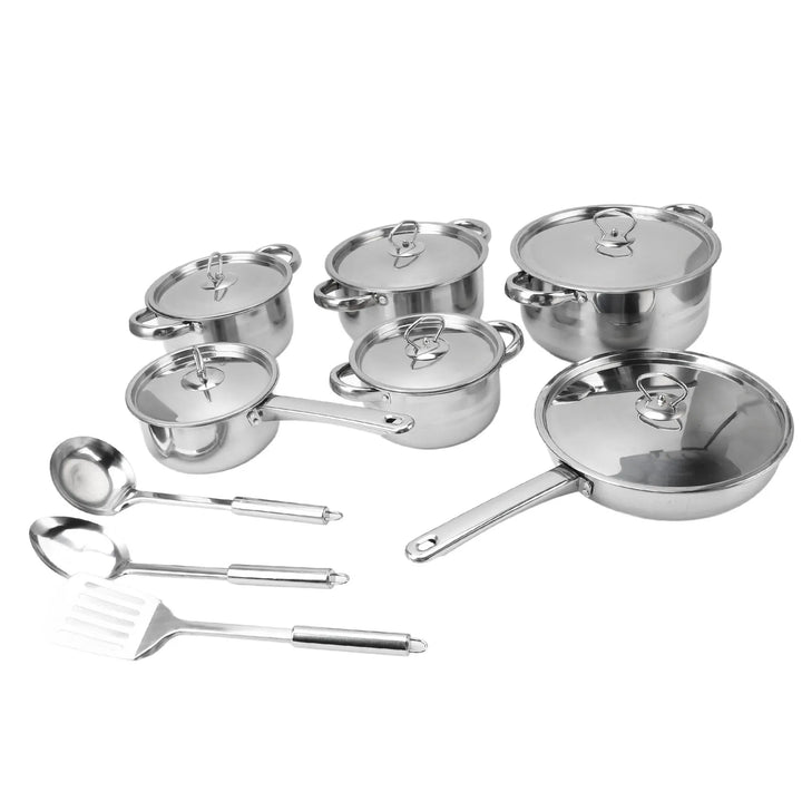 Stainless Steel Cookware Set Kitchen Cookware Set Stainless Steel Pots Pans Set with Soup Pot Saute Pan Lids for Home Cooking - Eagle 
