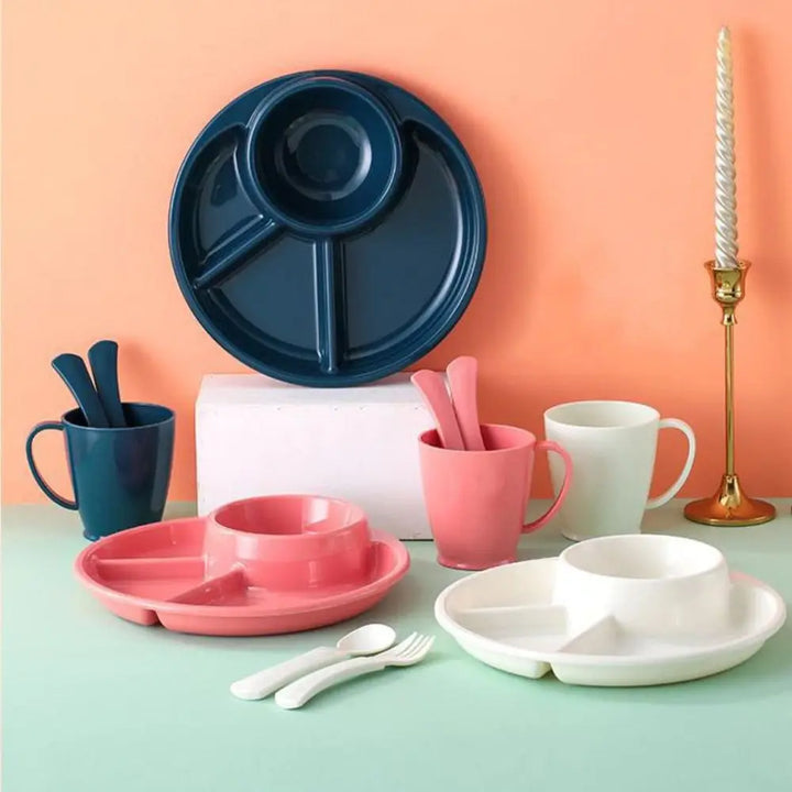 Japanese-Style Round Divided Plate – 4-Grid Plastic Serving Tray - Eagle 