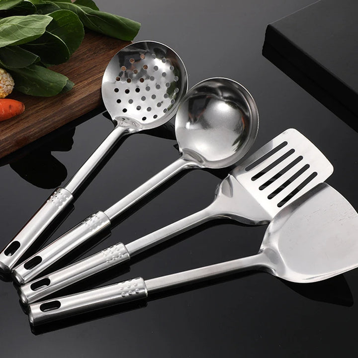 Kitchen Stainless Steel Korean Style Kitchenware Pots Set Cooking Tableware Food Rice Soup Spoon Colander Spatula Accessories - Eagle 
