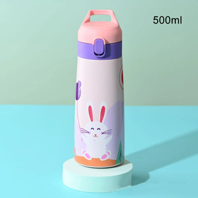 500ML Kids Thermos Bottle Stainless Steel Straw Thermos Mug Leak-Proof Vacuum Flask Children Thermal Water Bottle For School