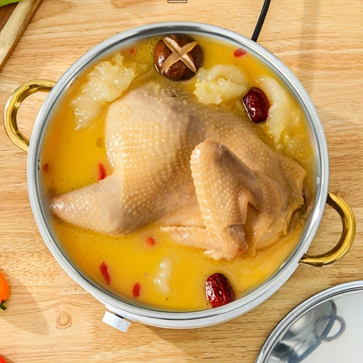 5-Piece Golden Stainless Steel Cookware Set - Durable, Multi-Purpose, Easy to Clean, Compatible with All Stoves, Non-Stick, - Eagle 