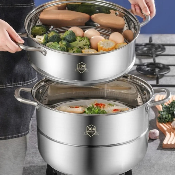 New Product 304 Stainless Steel Steamer Pot Soup Set Stainless Steel Cooker Cooking Soup Pot Steamer Pot - Eagle 