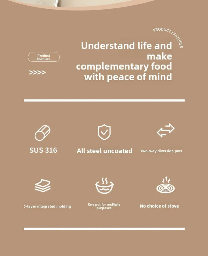 316 stainless steel flat-bottomed pan for household use, with thickened non-stick coating. Suitable for heating milk and cooking - Eagle 