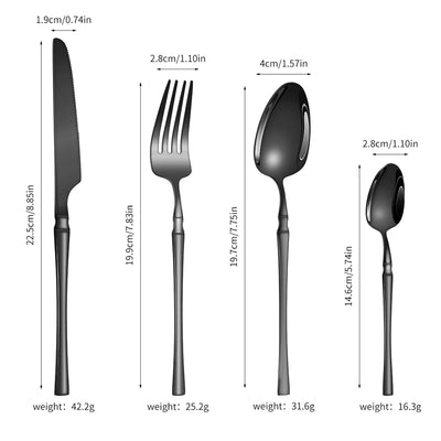 4/6/16/24pcs Black stainless steel tableware set Home kitchen tableware Hotel Western steak knife fork spoon tableware