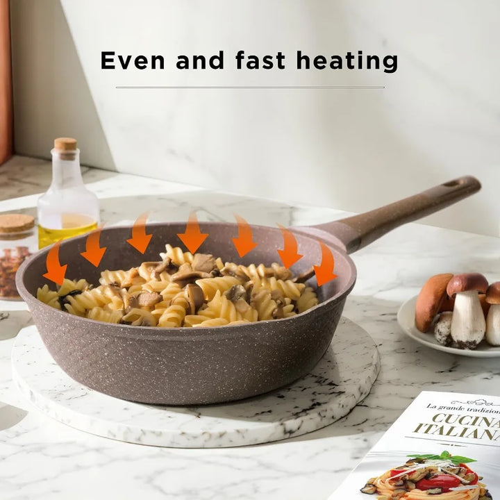 Pots and Pans set for cooking nonstick 10Pcs Durable Aluminum cookware set PFOAfree Kitchen pans set with glass lid Induction s - Eagle 