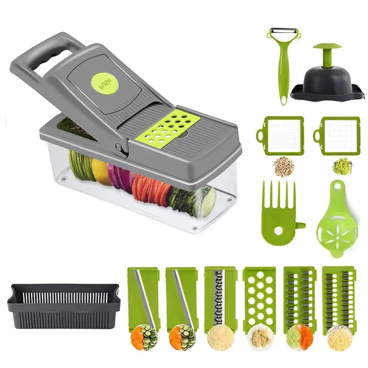 15IN1 Multifunctional Vegetable Cutter Potato Slicer Carrot Grater Kitchen Accessories Gadgets Steel Blade Kitchen Tool - Eagle 