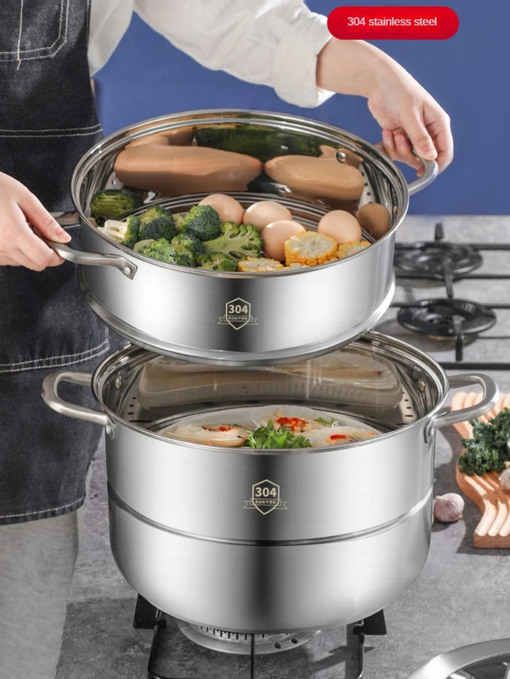 New Product 304 Stainless Steel Steamer Pot Soup Set Stainless Steel Cooker Cooking Soup Pot Steamer Pot - Eagle 