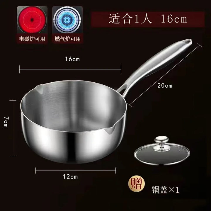 316 stainless steel flat-bottomed pan for household use, with thickened non-stick coating. Suitable for heating milk and cooking - Eagle 