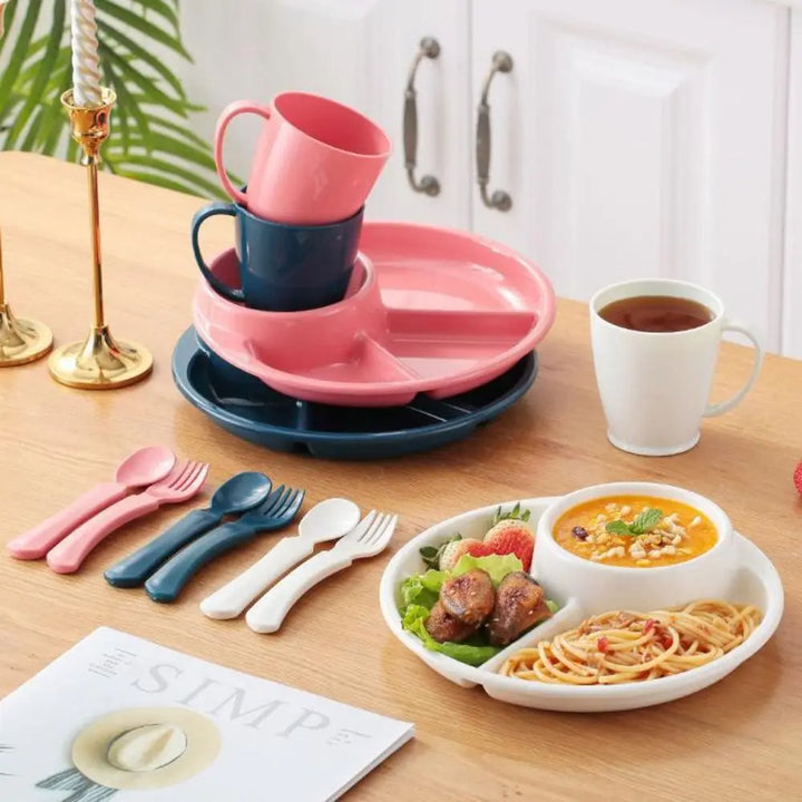 Japanese-Style Round Divided Plate – 4-Grid Plastic Serving Tray - Eagle 